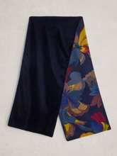 Load image into Gallery viewer, White Stuff UK Velvet Printed Scarf Blue Print

