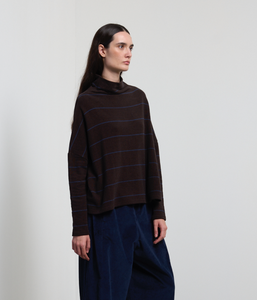 Neirami Stripe Soft Turtleneck Sweater Chocolate/Blue