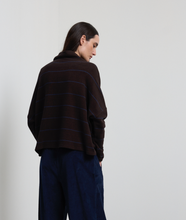 Load image into Gallery viewer, Neirami Stripe Soft Turtleneck Sweater Chocolate/Blue
