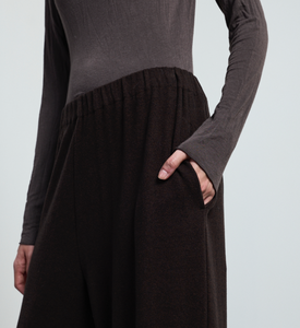 Neirami Wide Leg Crop Fleece Pant Chocolate