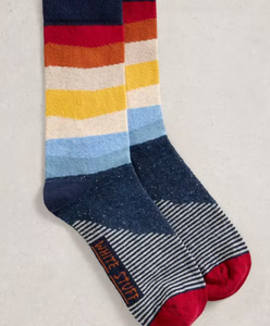 White Stuff UK Mens Pattern Ankle Sock Blue Multi