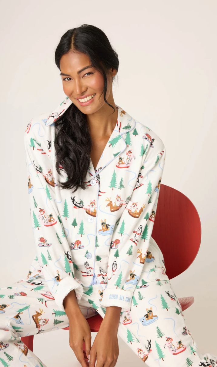 PJ Salvage Sleigh All Day Flannel Pyjamas White