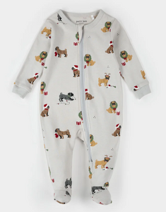 Petit Lem Holiday Pugs Print Sleeper