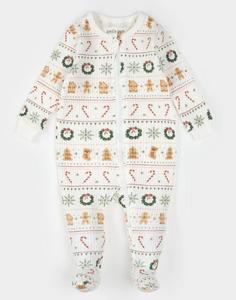 Petit Lem Holiday Treats Fairisle Print Thermal Sleeper