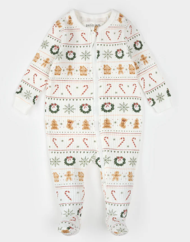 Petit Lem Holiday Treats Fairisle Print Thermal Sleeper