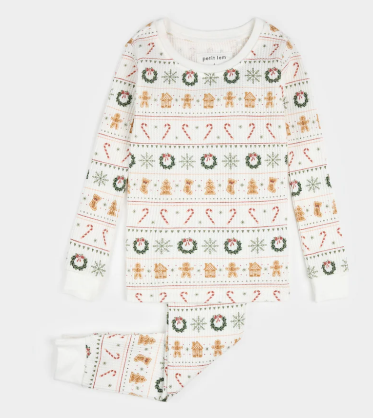 Petit Lem Holiday Treats Fairisle Print Thermal Pyjamas