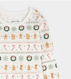 Petit Lem Holiday Treats Fairisle Print Thermal Pyjamas