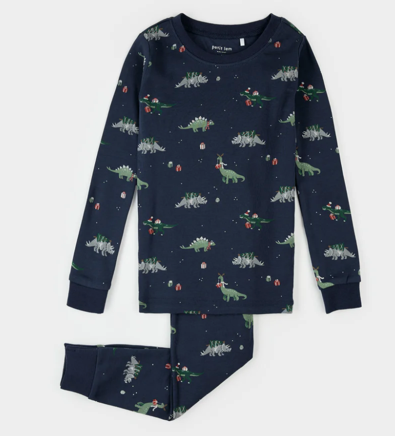Petit Lem Holiday Dinosaur Print Pyjamas