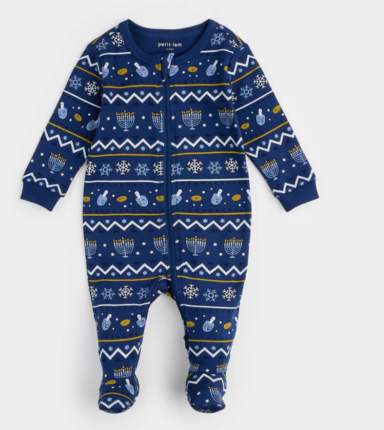Petit Lem Hanukkah Fair Isle Print Sleeper