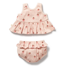 Load image into Gallery viewer, Wilson and Frenchy Strawberry Kisses Organic Ruffle Set
