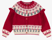 Load image into Gallery viewer, Souris Mini Red Jacquard Cardigan
