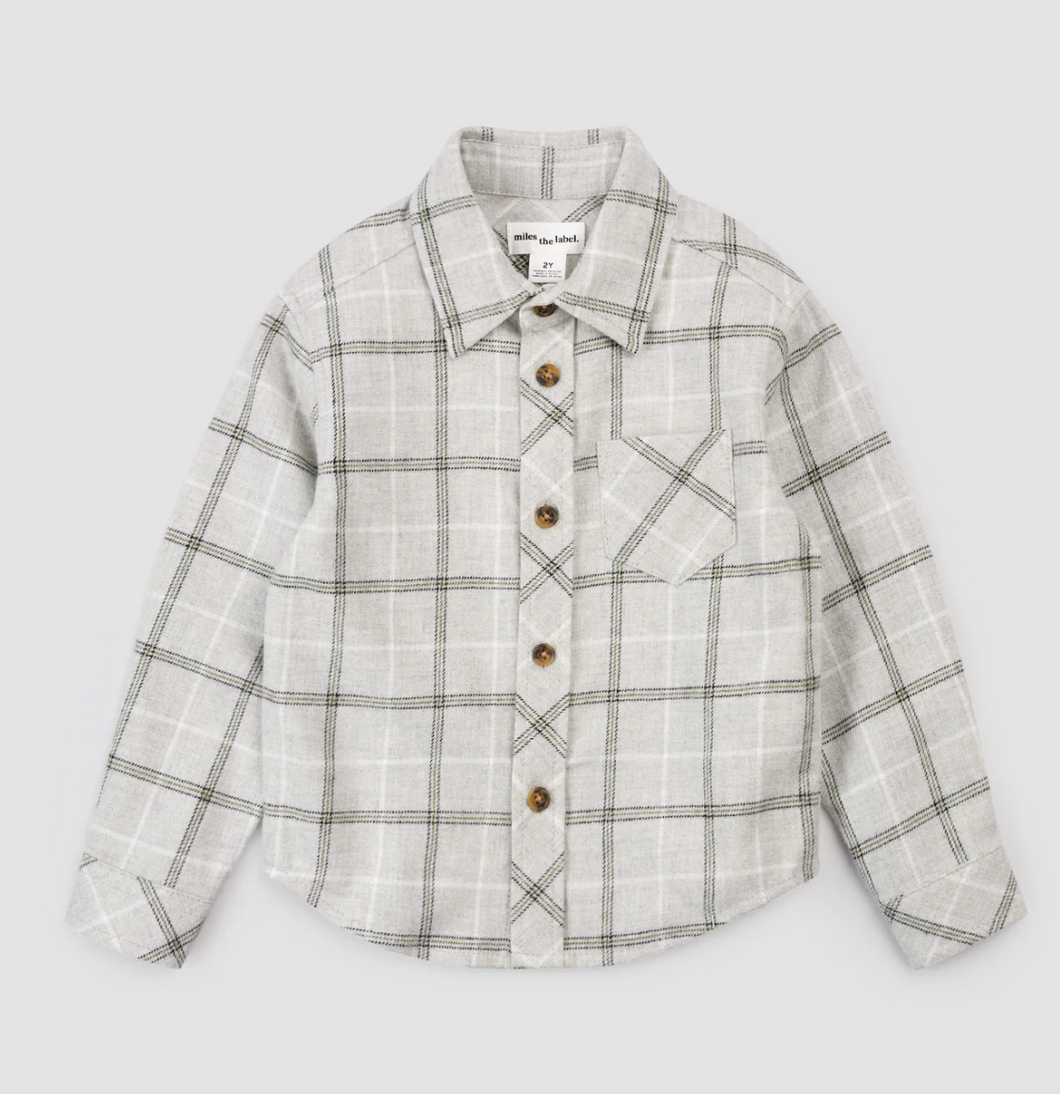 Miles Light Grey Plaid Flannel Shirt