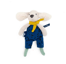 Load image into Gallery viewer, Puce and Pilou Plush Dog in Blue Overalls
