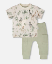 Load image into Gallery viewer, Deux Par Deux Zebra Print Tee and Pant
