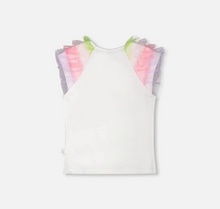 Load image into Gallery viewer, Deux Par Deux Rainbow Mesh Ruffle Tee
