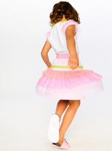 Load image into Gallery viewer, Deux Par Deux Rainbow Mesh Ruffle Tee
