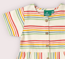 Load image into Gallery viewer, Little Green Radicals Button Dress Cream Rainbow
