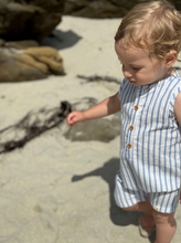Load image into Gallery viewer, Me and Henry Cabin Playsuit Blue Stripe
