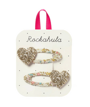 Load image into Gallery viewer, Rockahula Petal Glitter Heart Clips
