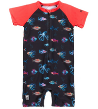 Load image into Gallery viewer, Nano Tropical 1pc Rashguard Swimsuit Black
