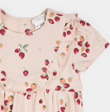 Load image into Gallery viewer, Petit Lem Strawberry Print Rib Shortie Playsuit
