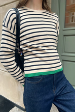 Load image into Gallery viewer, Basic Apparel DK Lila Stripe Sweater Navy/Birch
