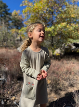 Load image into Gallery viewer, Vignette Quinn Dress Sage Mushrooms
