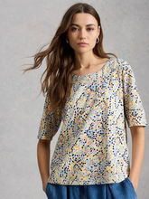 Load image into Gallery viewer, White Stuff UK Weaver Jersey Tee Ivory Multi
