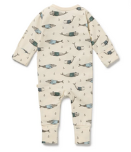 Load image into Gallery viewer, Wilson and Frenchy Wooly Whales Cotton Jersey Playsuit
