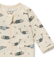 Load image into Gallery viewer, Wilson and Frenchy Wooly Whales Cotton Jersey Playsuit
