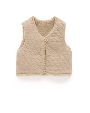 Load image into Gallery viewer, Purebaby Shearling Reversible Vest Mushroom
