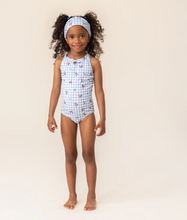 Load image into Gallery viewer, Nano Cherry Gingham 1pc Swimsuit Light Blue
