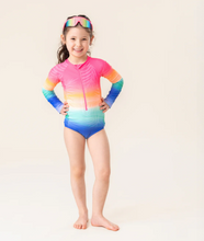 Load image into Gallery viewer, Nano Rainbow 1pc Rashguard Swimsuit Flash Pink
