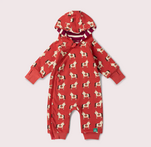 Load image into Gallery viewer, Little Green Radicals Little Unicorns Reversible Hooded Snug Playsuit

