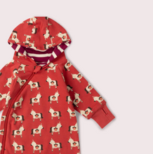 Load image into Gallery viewer, Little Green Radicals Little Unicorns Reversible Hooded Snug Playsuit

