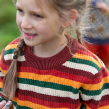 Load image into Gallery viewer, Little Green Radicals Hazel Rainbow Snuggly Sweater
