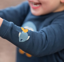 Load image into Gallery viewer, Little Green Radicals Blue Penguin Appliqué Tee
