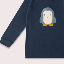 Load image into Gallery viewer, Little Green Radicals Blue Penguin Appliqué Tee

