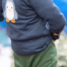 Load image into Gallery viewer, Little Green Radicals Blue Penguin Appliqué Tee
