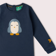 Load image into Gallery viewer, Little Green Radicals Blue Penguin Appliqué Tee
