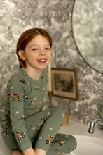Load image into Gallery viewer, Coccoli Trucks Cotton Modal PJs Green
