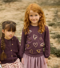 Load image into Gallery viewer, Minymo Sequin Heart Tee Huckleberry
