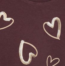 Load image into Gallery viewer, Minymo Sequin Heart Tee Huckleberry
