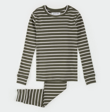 Load image into Gallery viewer, Petit Lem Stripe Modal Rib Pyjamas Farm Green
