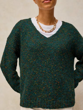 Load image into Gallery viewer, White Stuff UK Texture V Neck Sweater Dark Green

