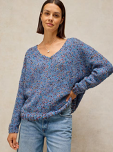 Load image into Gallery viewer, White Stuff UK Texture V Neck Sweater Mid Blue
