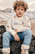 Load image into Gallery viewer, Deux Par Deux Vintage Ski Print Fleece Sweatshirt
