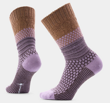 Load image into Gallery viewer, Smartwool Womens Everyday Cozy Popcorn Cable Crew Socks Purple Dawn
