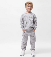 Load image into Gallery viewer, Miles Smiley Faces Sweatshirt Smoke Grey
