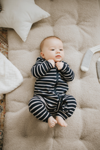 Load image into Gallery viewer, Petit Lem Navy Stripe Modal Rib Playsuit
